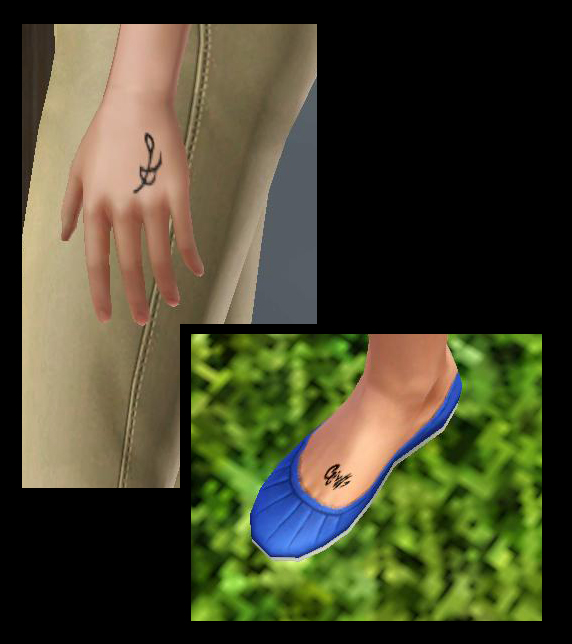 Two tiny tattoos on the hands and feet And two tribal tattoos