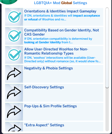 Screenshot of settings window