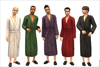 Mod The Sims - Fluffy White Bathrobe..... and some other colours too.