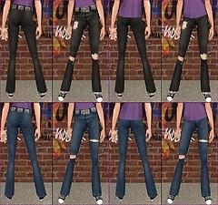 Mod The Sims - Set of Untucked + Tucked Ripped Jeans