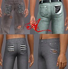 Mod The Sims - Studded, Ripped Jeans for Males - 3 styles!