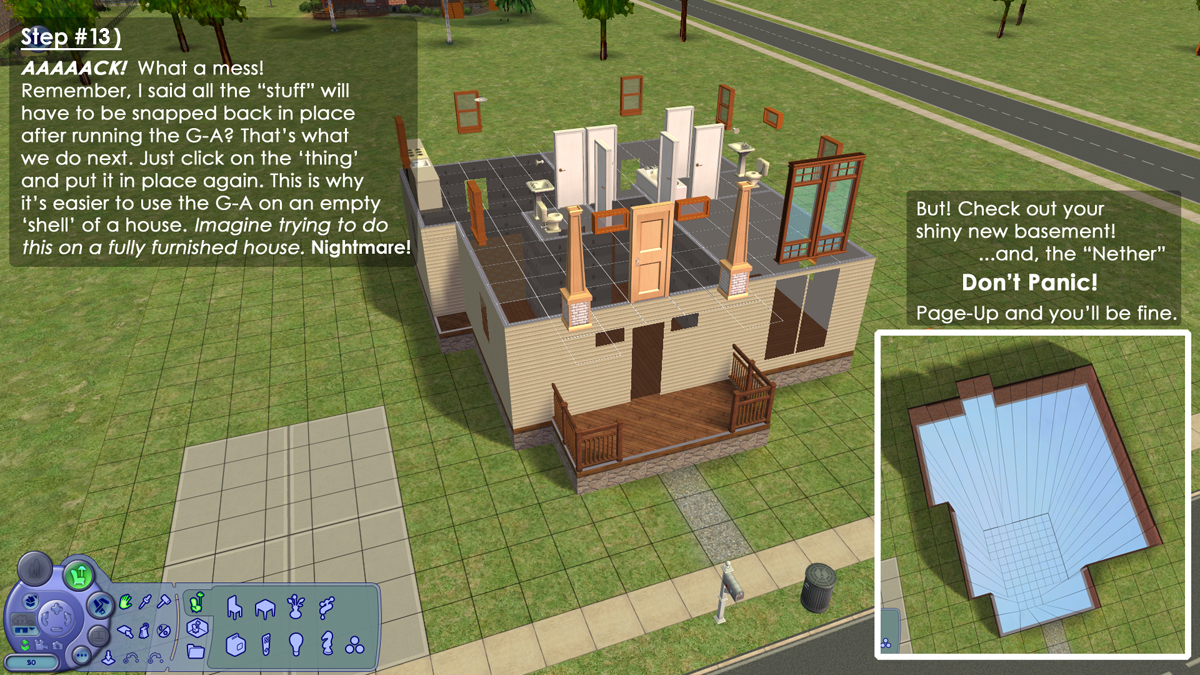 Tutorial Center objects and reduce the grid in The Sims 2 game