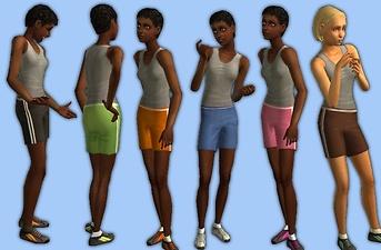 Mod The Sims - MESH + 8 Ladies Shorts: jean, sporty stripe, for TF, YF ...