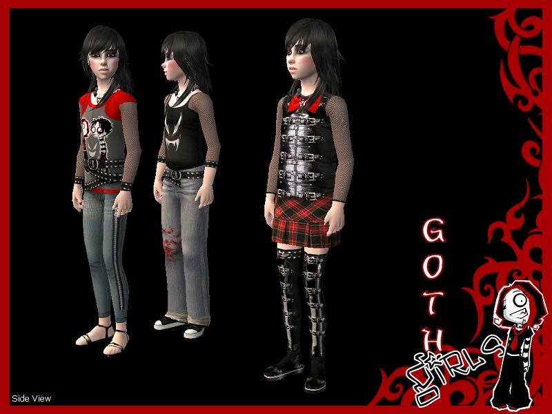 Mod The Sims 3 No Mesh Goth Outfits For Little Girls