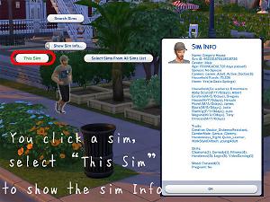 Mod The Sims - Show/Search Sim Info Mod