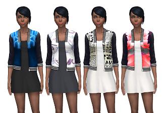 Mod The Sims - Bomber Jacket With Scoop Neck T-Shirt Dress