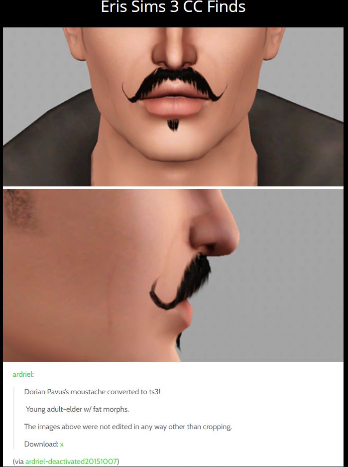 Mod The Sims WCIF ardriel's Dorian Pavus mustache mod?