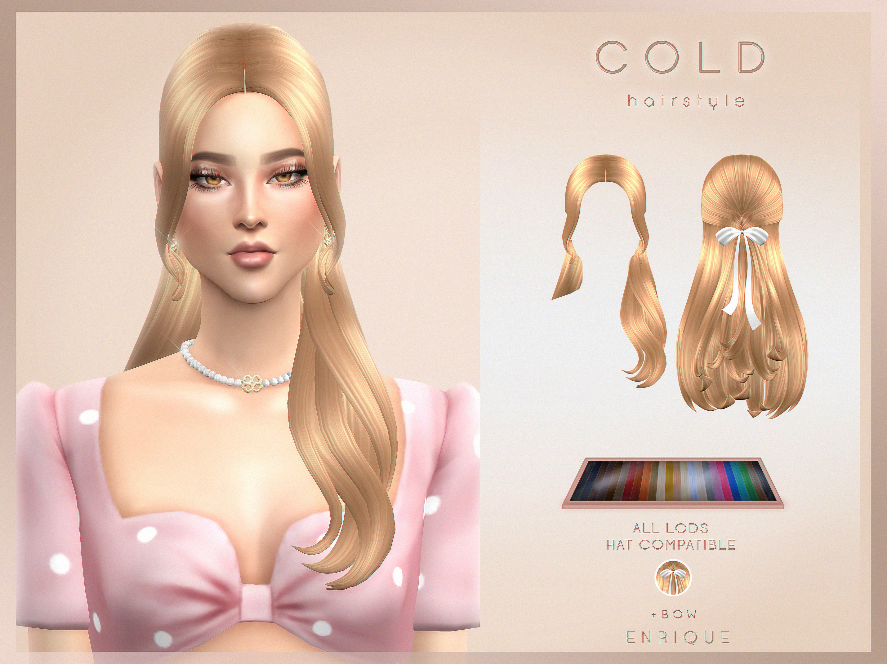 Mod the sims half up half down bow hairstyle